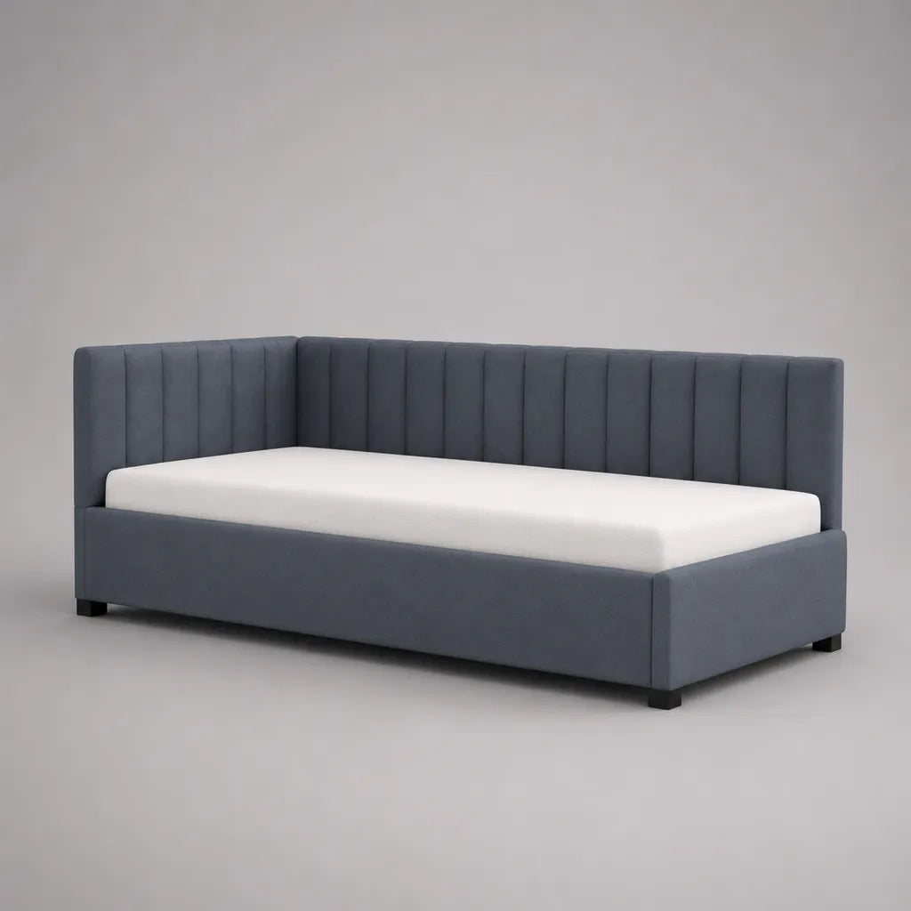 Gepolstertes Tagesbett mit Matratze 90 × 200 cm, Polyester-Samt, Dunkelgrau
