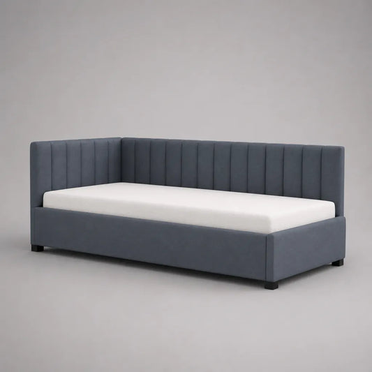 Gepolstertes Tagesbett mit Matratze 90 × 200 cm, Polyester-Samt, Dunkelgrau