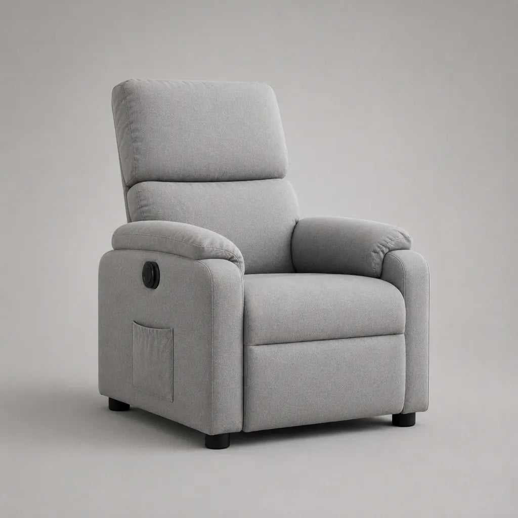 Relaxsessel mit manueller Liegefunktion und Polyesterbezug, Hellgrau, 90 × 93 × 105 cm