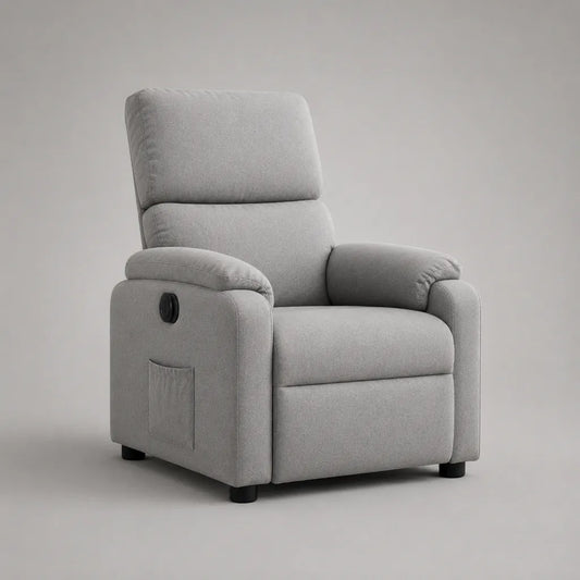 Relaxsessel mit manueller Liegefunktion und Polyesterbezug, Hellgrau, 90 × 93 × 105 cm