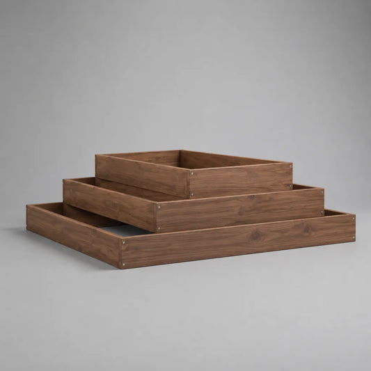 3-teiliges quadratisches Hochbeet aus massivem Tannenholz, Braun, 120 × 120 × 60 cm