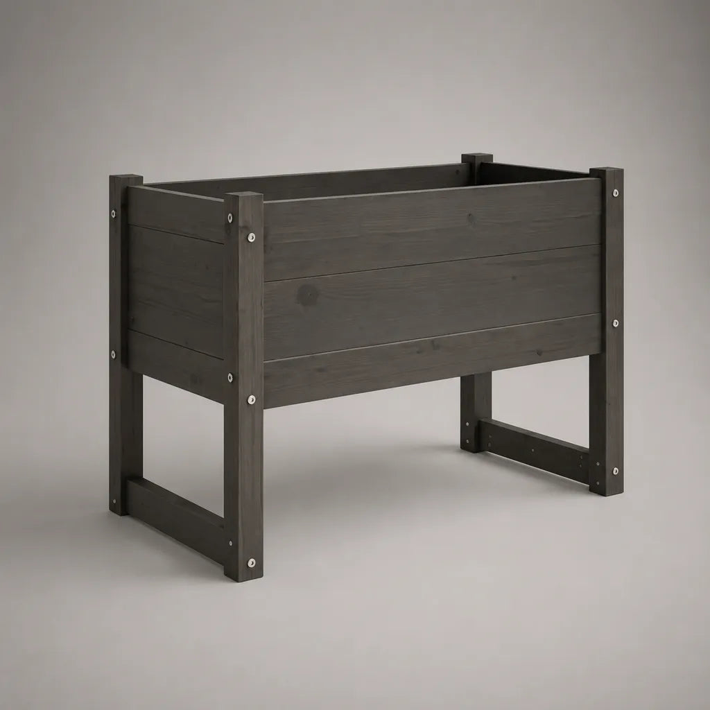 Rechteckiges Hochbeet aus Holz, Dunkelgrau, 80 × 40 × 78 cm