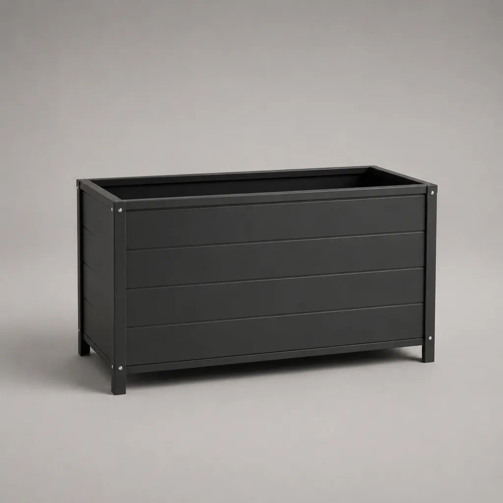 Rechteckiger Pflanzkasten aus Stahl, Anthrazit, 100 × 40 × 60 cm